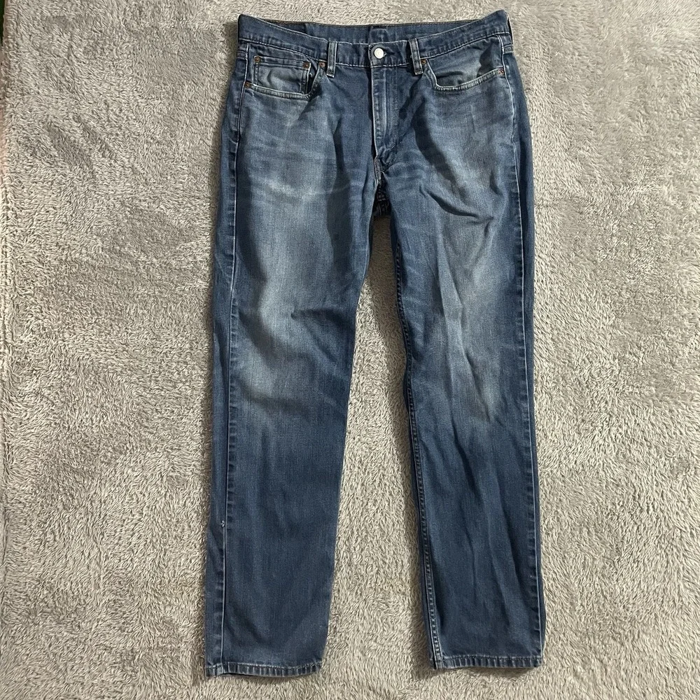 Levi's‎ 514 Jeans Mens Size 36x34 Straight Leg Medium Wash Whiskered Blue Denim